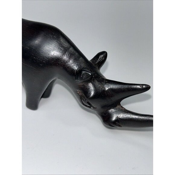 Hand Carved Rhinoceros Iron Wood Mahogany 7” - Picture 6 of 9